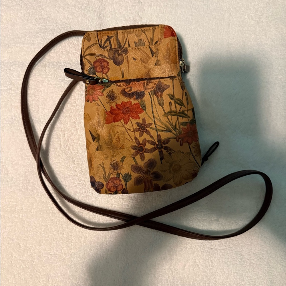 Floral Tan Crossbody Bag